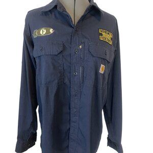 UPCYCLED - Carhartt Rugged Flex Long Sleeve Work Shirt - Navy Blue